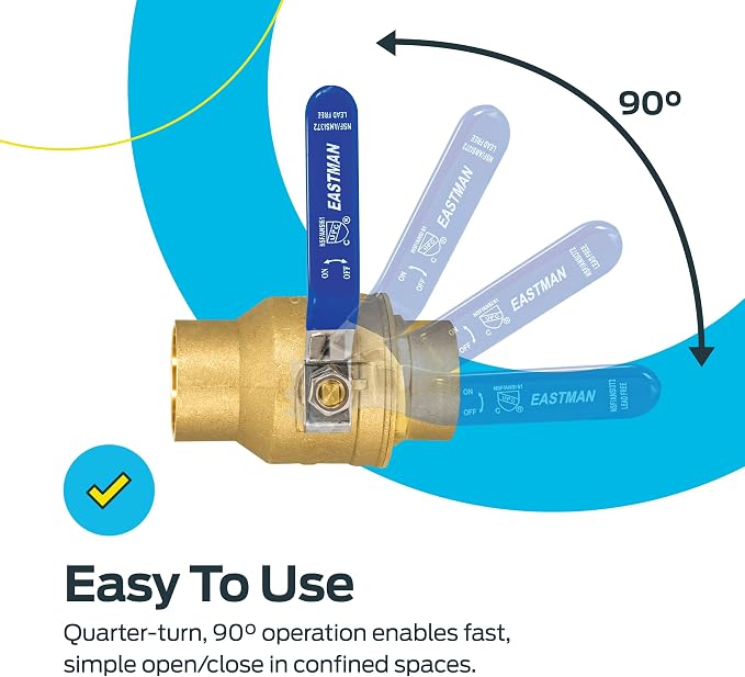 Eastman Heavy Duty Full Port Brass Ball Valve, 2 in Sweat x 2 in Sweat - Image 5