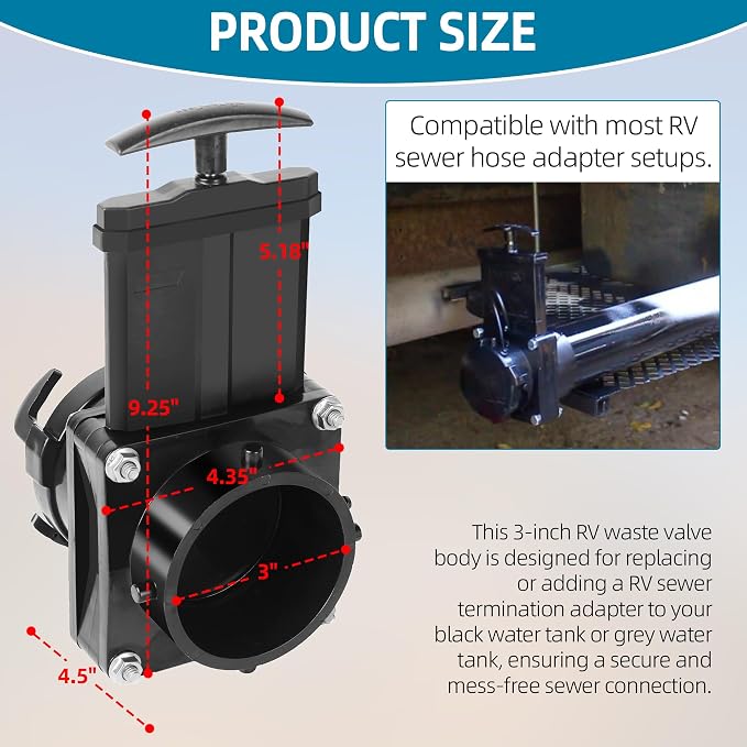 TonGass 3-Inch RV Waste Valve Body - Image 2