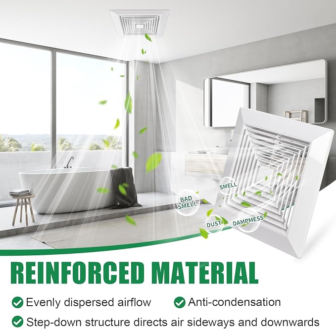 Spring-loaded Bathroom exhaust fan cover, 1P 12"x12"grille bathroom fan cover - Image 4