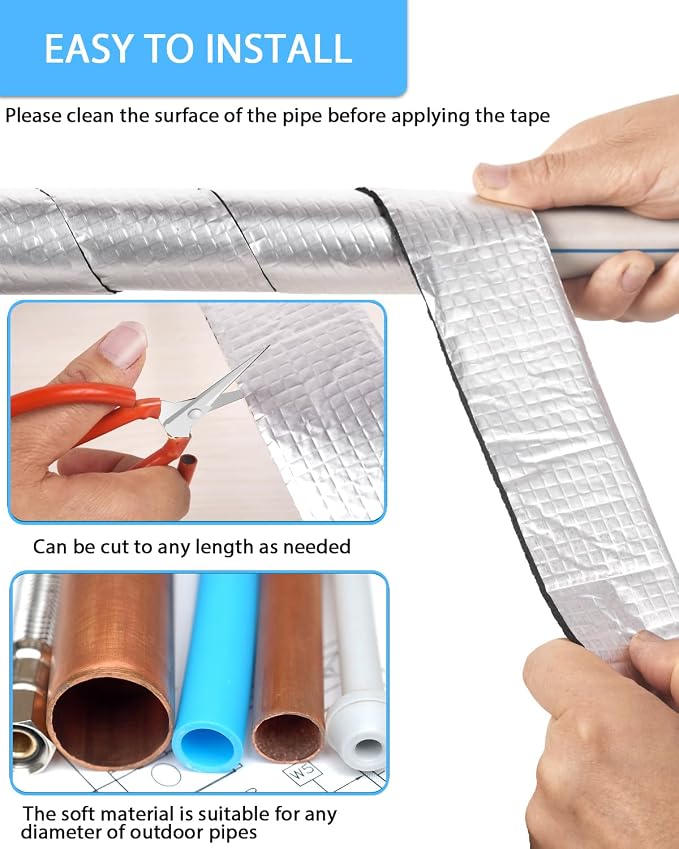 Pipe Wrap Insulation - 33 ft Outdoor Pipe Foam Insulation Tape Self Adhesive - Image 5