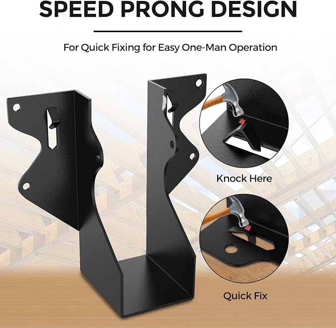 20Pcs Black 2x4 Joist Hangers for Wood, 18 Gauge Metal Face Mount Joist Hanger - Image 2