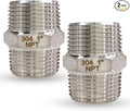 1" Male Hex Nipple Pipe Fittings, 304 Stainless Steel 1 inch NPT Threaded Pipe by feyadaperonline