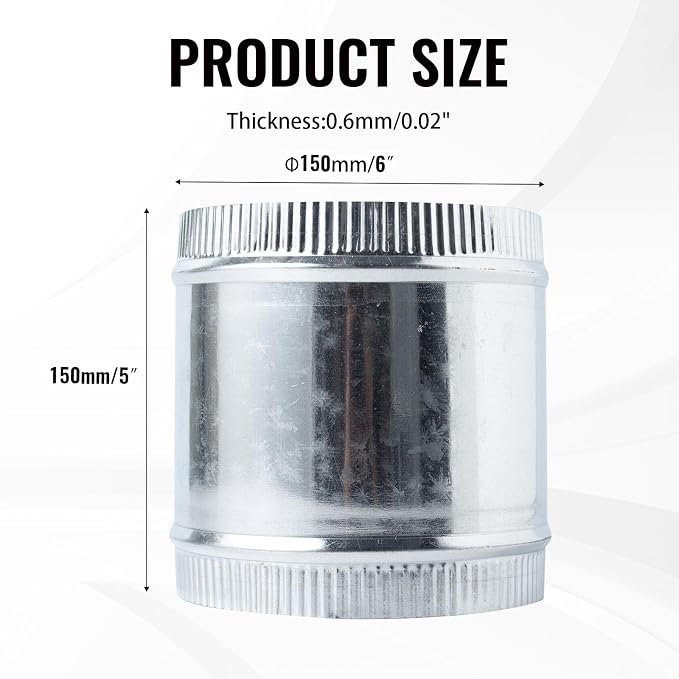 6 Inch Round Galvanized Steel Duct Connector - Image 2