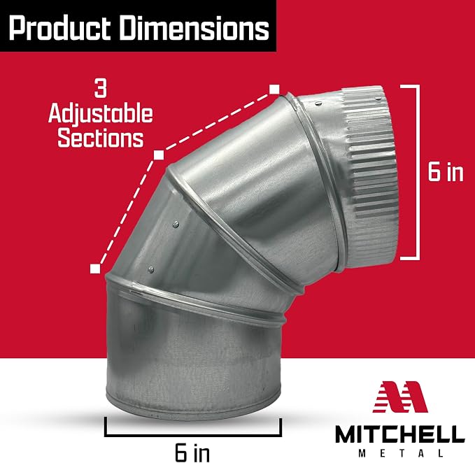 6" Adjustable Duct Elbow 90 Degree HVAC - Image 3