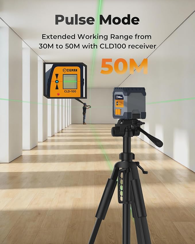 Cross Line Laser Level, IP54 Waterproof, Manual & Pulse Modes - Image 6