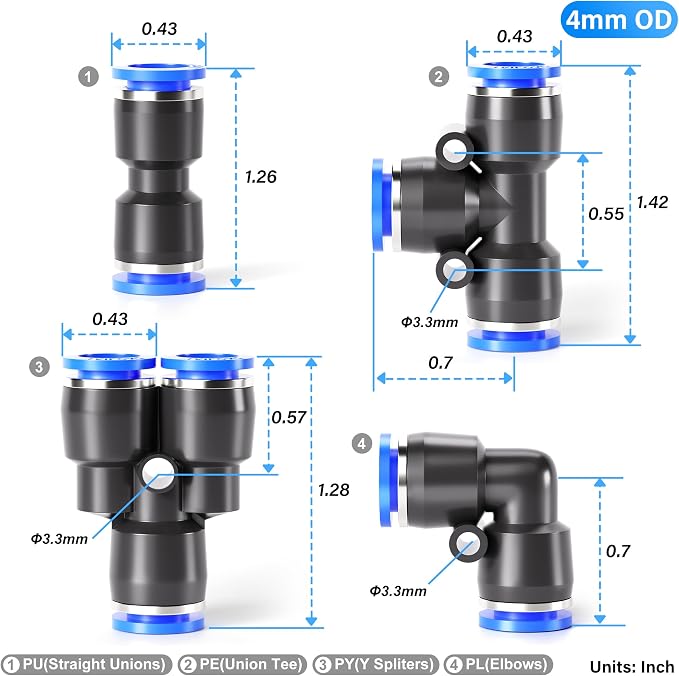 TAILONZ PNEUMATIC 10mm od Push to Connect Fittings Pneumatic Fittings Kit 2 - Image 2