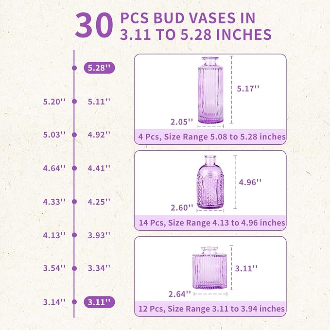Glass Bud Vases in Bulk Set of 30 Pcs, Small Glass Vases - Image 7
