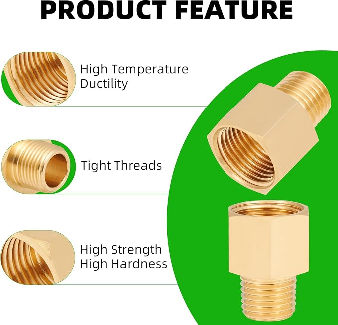 Brass Pipe Fitting, 1/4 Inch NPT Male to 3/8 Inch NPT Female Brass Pipe Hose - Image 3