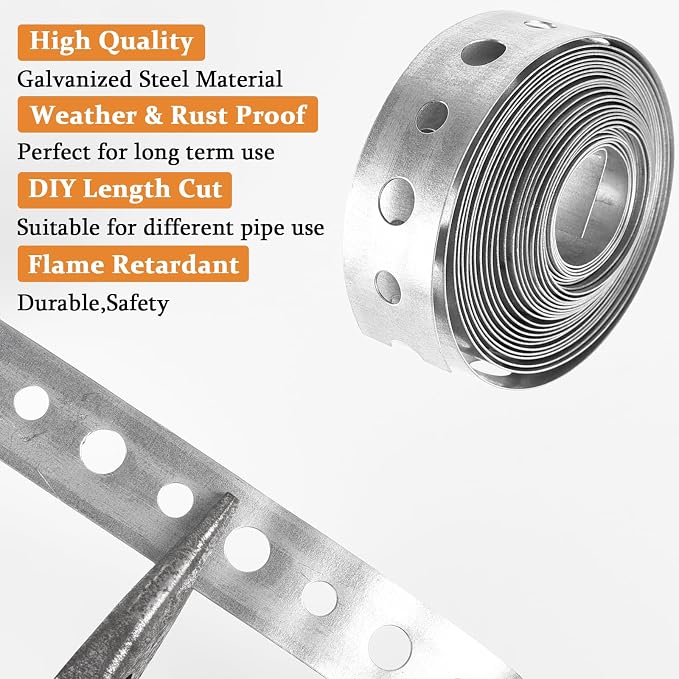 1Pack Gavanized Metal Pipe Strap 3/4-Inch x 10-Feet 28-Gauge Pipe Strapping - Image 3
