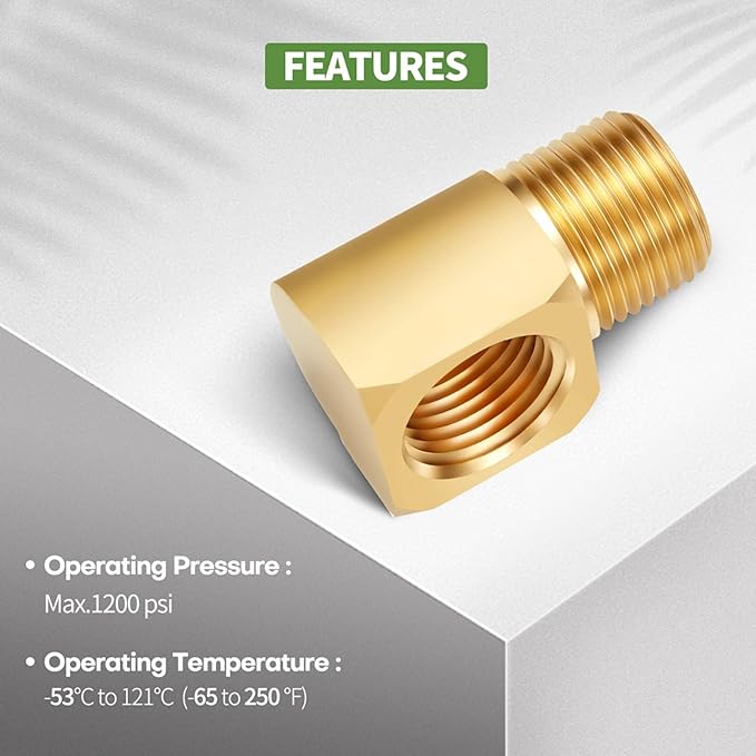 2 PCS Brass Pipe Fitting 90 Degree Elbow 1/4" NPT Male x 1/4" NPT Female | - Image 3