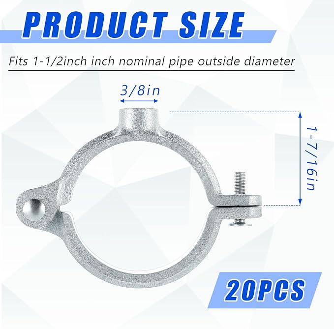20 Pack 1-1/2" Split Ring Pipe Hanger - Image 2