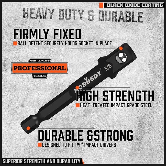 HORUSDY 7 Piece Impact Sockets Adapter Set, Hex Shank Socket to Drill Adapter - Image 5