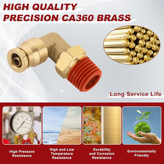 90° Swivel Male Elbow, 1/4" Tube x 1/4" NPT, DOT Approved 5PCS | - Image 2