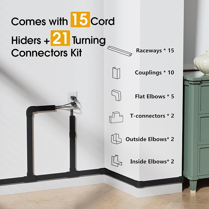 212.6in Cord Covers for 2-3 Wires on Wall, TV Cord Hider Wall, Easier Set-up - Image 3