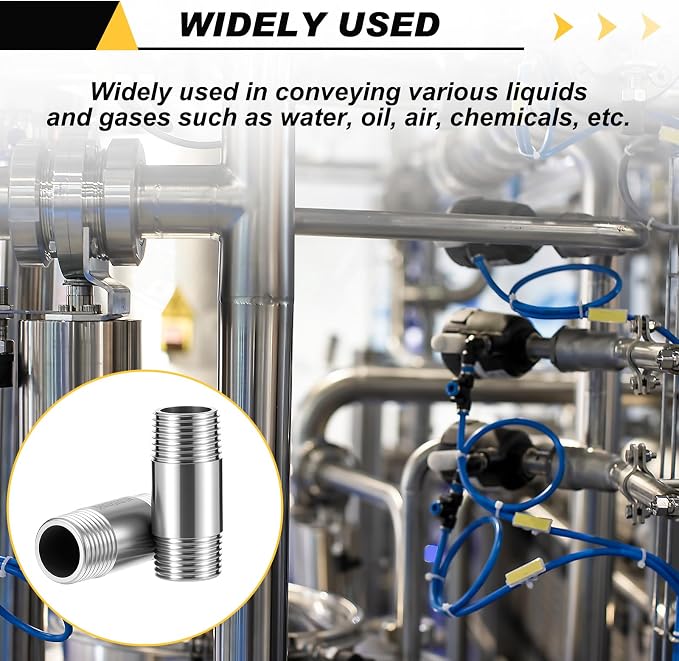 4 Pcs 304 Stainless Steel Pipe Fittings 1/2" NPT x 1/2" NPT Male Threaded 2" - Image 6