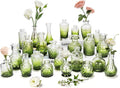 Clear Gradient Green Glass Bud Vase Set of 24 Pcs, Small Bud Vases in Bulk by JXINDUJU