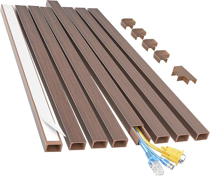 Yecaye Cord Covers for Wires on Wall, W0.95in H0.55in, Cherry | TV Cord Hider by Yecaye
