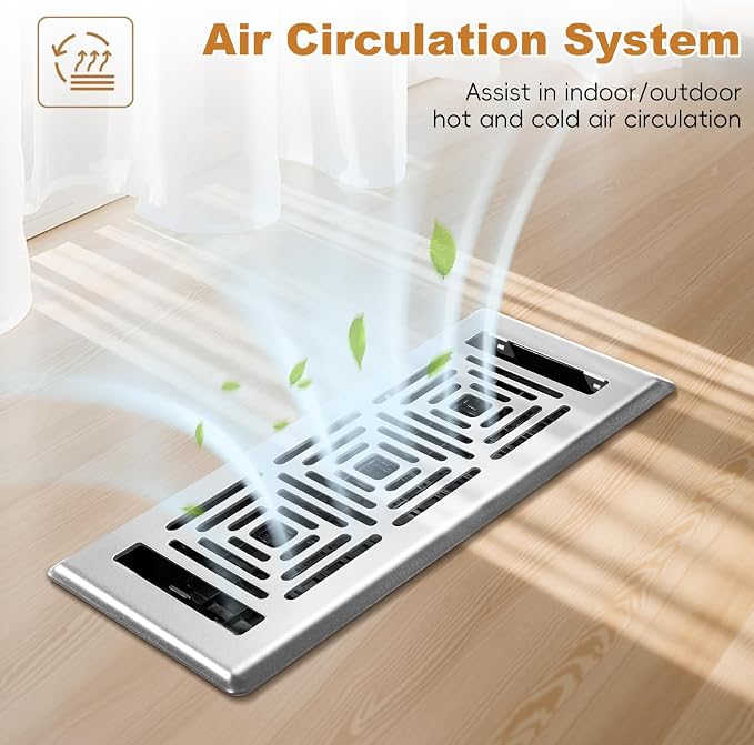 Floor Register 4x10, Heavy Duty Walkable Steel Floor Vent Covers, Easy Adjust - Image 4