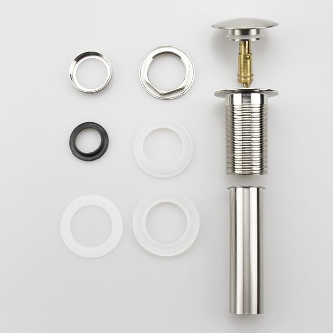 Bathroom Sink Pop Up Drain Without Overflow, Large Cap, Brushed Nickel - Image 4