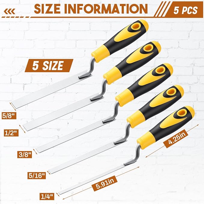 5 Pcs Pointer Trowel, 6-3/4" by 1/4", Rubber Handle | Professional Mortar - Image 2