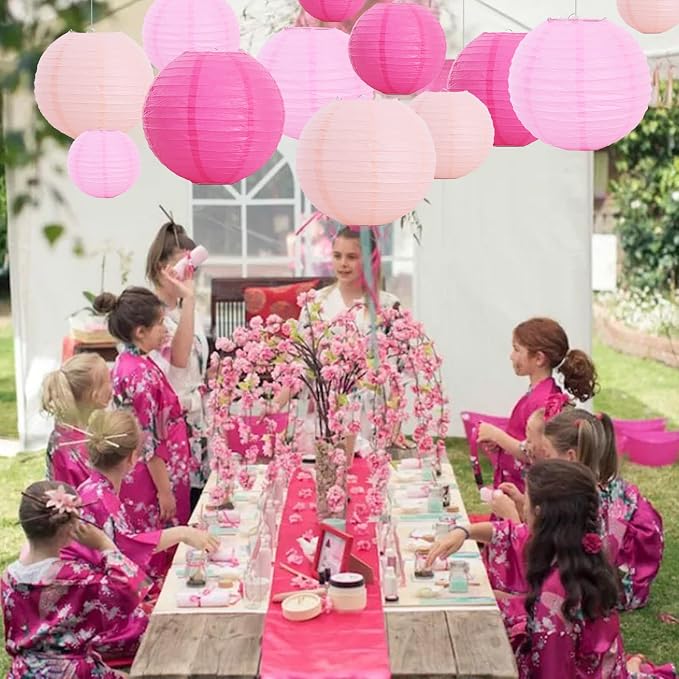BEISHIDA Pink Mix Paper Lanterns 12Pcs 6/8/10/12 Inch Round Chinese Lamp | - Image 6