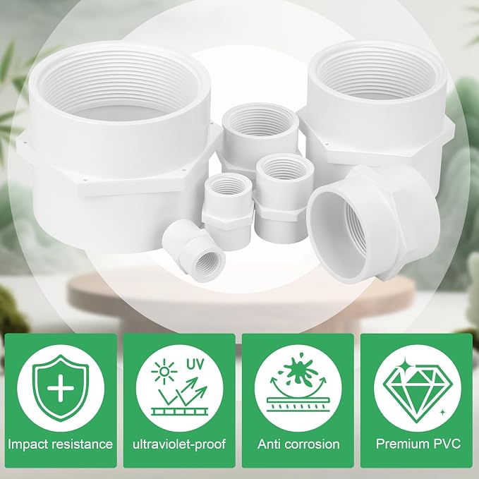 3Pack 2 Inch PVC Female Thread Adapter Pipe Fittings Furniture Grade SCH40 PVC - Image 4