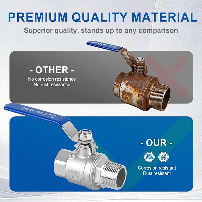 1-1/2 Ball Valve 2 Pack Full Port Male x Female NPT Thread Shut Off Valve | - Image 7