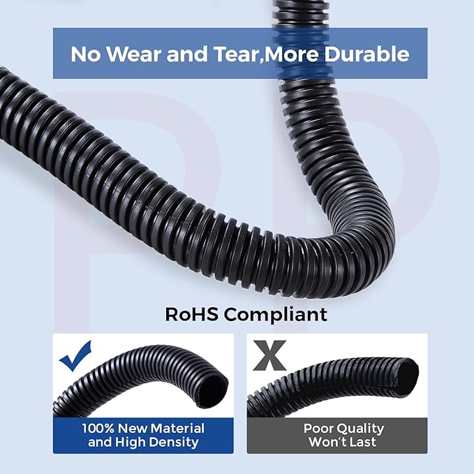 Wire Loom 3/8 inch 10ft, Split Loom, Outdoor Cord Protector | Flexible Wire - Image 3