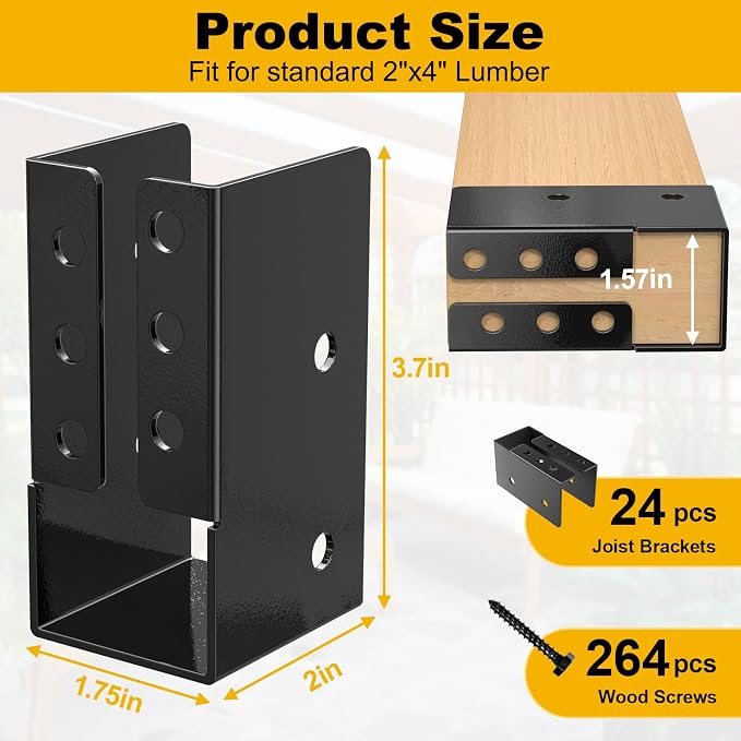 FMhotu Concealed Joist Hanger, Q235B Steel Powder Coated Concealed Mount Light - Image 3