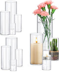 8 Pack Glass Cylinder Vases 4, 10 Inch Tall Clear Flower Vase Hurricane by Homjoy