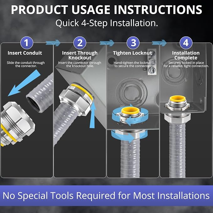 3/4" Zinc Liquid Tight Connector Straight, corrosion resistant, UL 514B - Image 5