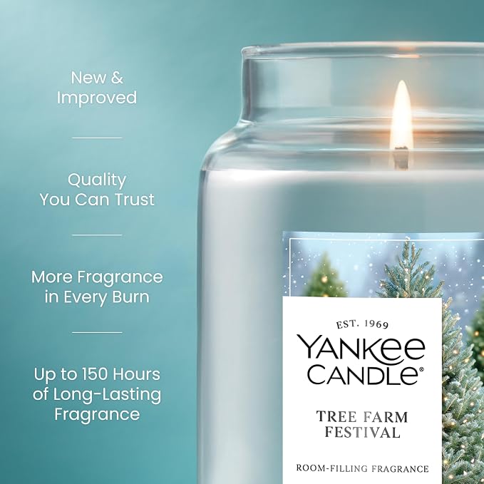 Yankee Candle Tree Farm Festival, Christmas Scented Candle, 22oz Large Jar - Image 3