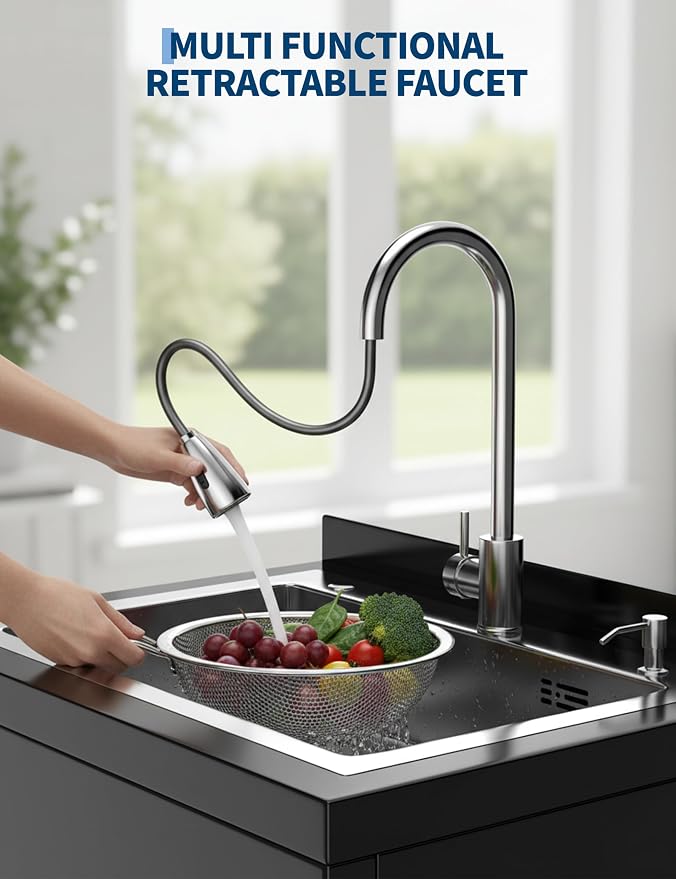 Stainless Steel Utility Sink, 31.1" × 22" × 37.8" Freestanding Laundry Tub - Image 7