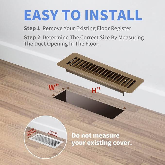 Howeall 2 Pack Floor Register 2" x 12" Inch Heavy Duty Floor Vents, Metal Heat - Image 6