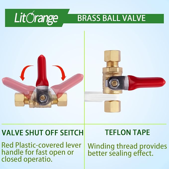 6 Pcs Lead-Free Brass Mini Ball Valve Shut Off Switch, 1/4 inch Compression | - Image 5