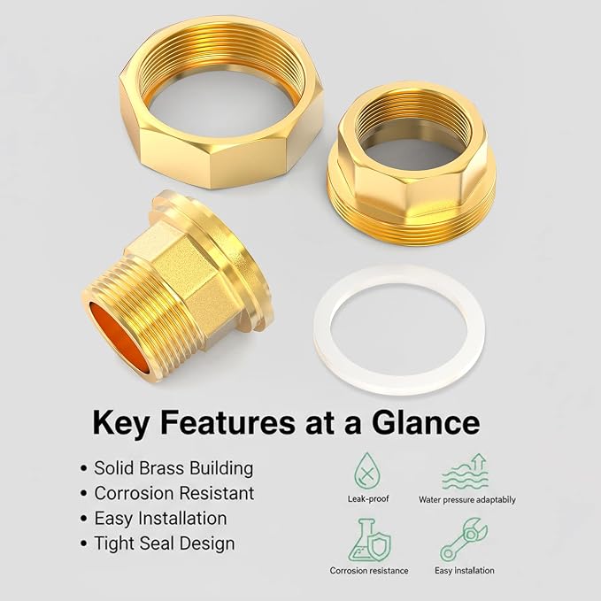 1PCS Brass Union，1" NPT Male x 1" NPT Female Brass Pipe Fitting - Image 7