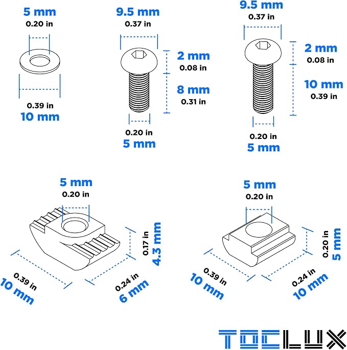 680 pcs 20 Series Aluminum Extrusion Black M5 T-Nut and Screw Kit – Sliding & - Image 3