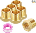 6 Pack Male to FeMale Adapters, 1/2" NTP Male x 3/8" NTP Female Brass Hex by Rebower