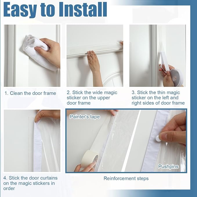 Preboun 3 Sets Magnetic Dust Barrier Zipper Door Kit 4' x 7.5' Construction - Image 7