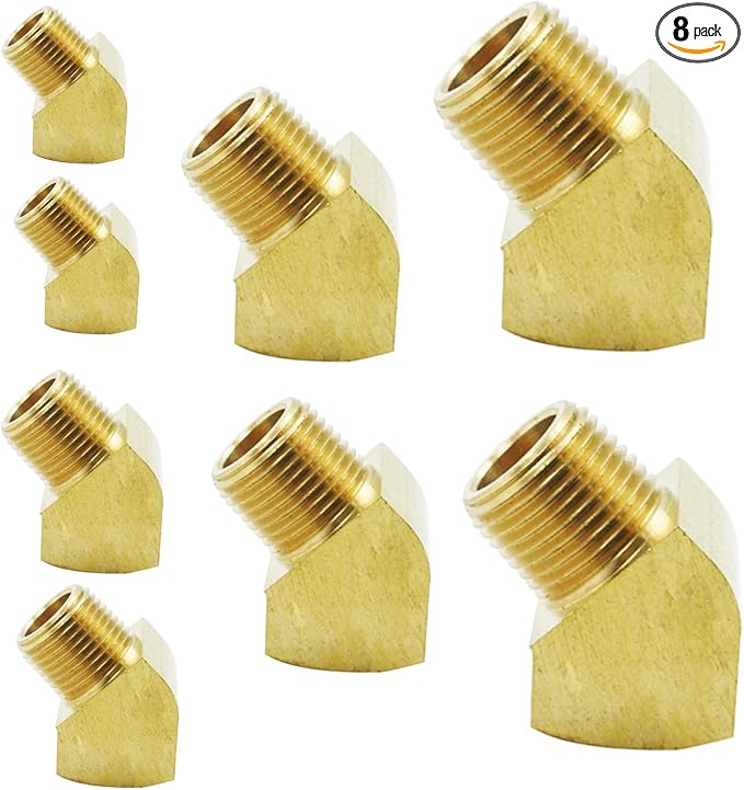 45 Degree Street Elbow 1/8 1/4 3/8 1/2 NPT Male To NPT Female Brass Pipe Fitting by Legines