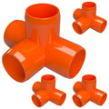 1” 4-Way Tee Furniture Grade PVC Fitting in Orange, Made in USA, UV-Resistant by FORMUFIT