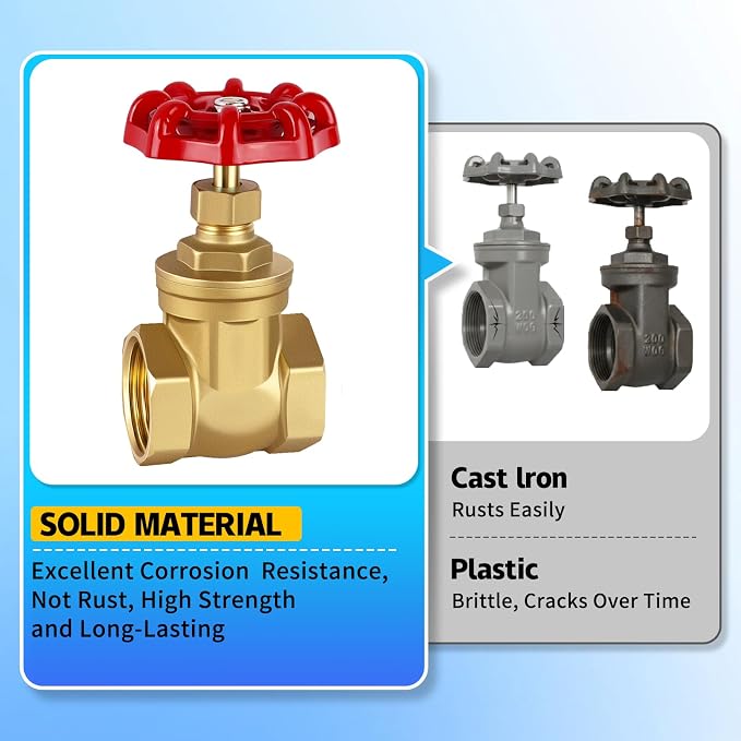 3/4’’NPT Brass Gate Valve, 200 WOG Manual Rotary Sluice Valve - Image 3