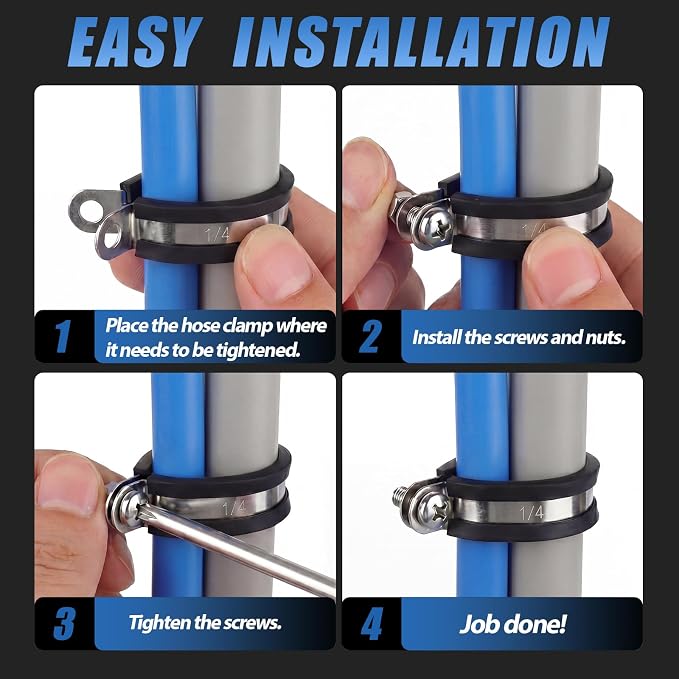 50 Pcs 1/4 InchStainless Steel Metal Clamps Rubber Cushioned Insulated Clamp - Image 5