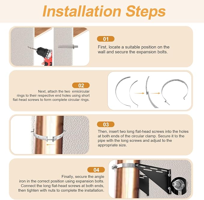 Adjustable 8" Chimney Pipe Wall Support Bracket - Image 4