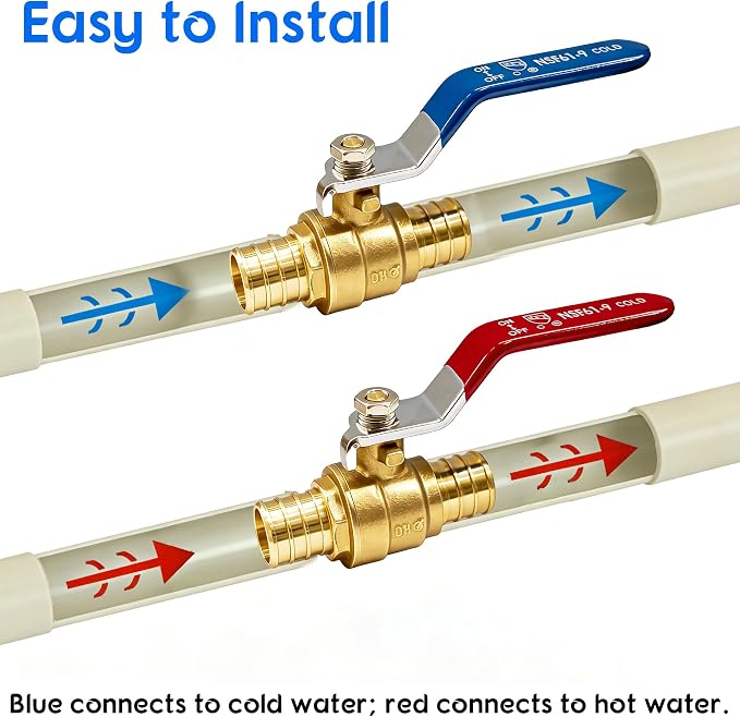 Hourleey 2 Pieces 3/4 Inch Pex Brass Full Port Shut Off Ball Valve Hot and Cold - Image 4