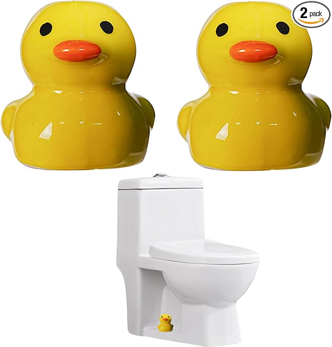 Yellow Duck Toilet Floor Bolt Caps, Ceramic Duck Toilet Bolt Covers by WANSHUNLMI