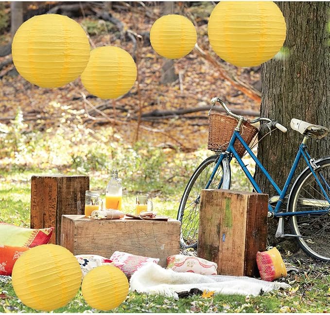 BEISHIDA Yellow Paper Lanterns 10Pcs 4/6/8/10/12 Inch Round Chinese Lamp | - Image 5