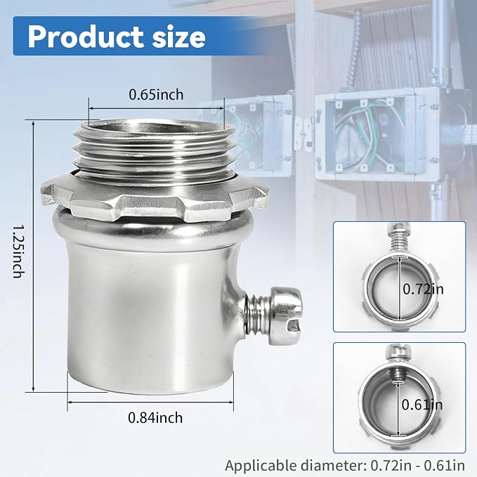 EMT Set Screw Connector 1/2 Inch, 50 Pack – Die-Cast Zinc Electrical Conduit - Image 2