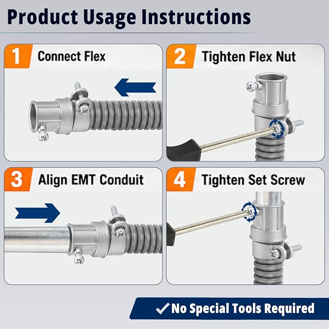 1/2 in. Squeeze EMT to Flex Coupling, UL Listed, 5 Pack | Zinc Die-Cast Body - Image 5