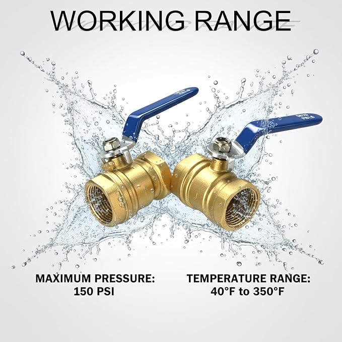 2 Pack 1" Full Port Ball Valve Brass， 1 Inch NPT Brass Valve，1" Female x 1" - Image 7